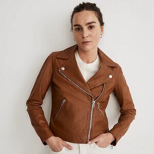 Madewell Washed Leather Motorcycle Jacket in Cedar